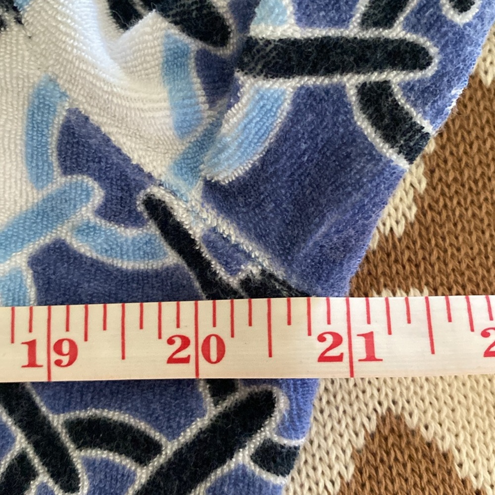 Tory Burch Terry Cloth Hoodie Tunic L chain print blue green white 100% cotton - Picture 5 of 9
